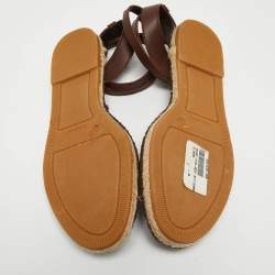 Burberry Tricolor Printed Canvas and Leather Ankle Strap Espadrille Flats Size 40