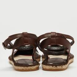 Burberry Tricolor Printed Canvas and Leather Ankle Strap Espadrille Flats Size 40