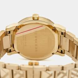 Burberry Gold Check Stamped Gold Plated Stainless Steel The City BU9038 Unisex Wristwatch 38 mm