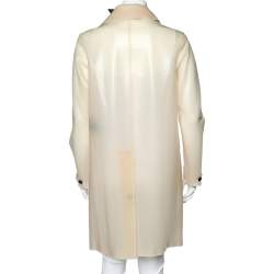Pre Owned Burberry Prorsum Cream Sheer PVC Trench Coat S