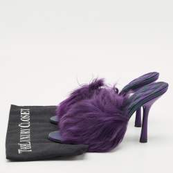 Pre Owned Burberry Prorsum Purple Shearling Fur Slide Sandals Size 36