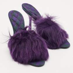 Pre Owned Burberry Prorsum Purple Shearling Fur Slide Sandals Size 36