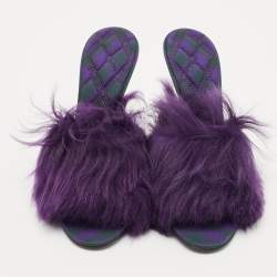 Pre Owned Burberry Prorsum Purple Shearling Fur Slide Sandals Size 36