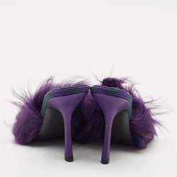 Pre Owned Burberry Prorsum Purple Shearling Fur Slide Sandals Size 36