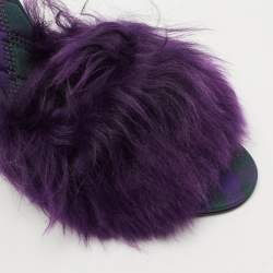 Pre Owned Burberry Prorsum Purple Shearling Fur Slide Sandals Size 36