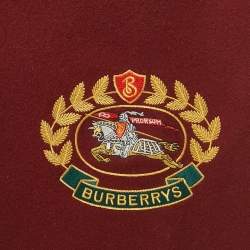 Burberry Brit Burgundy Logo Embroidered Cashmere Fringed Muffler