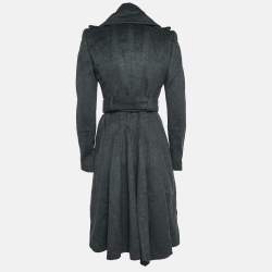 Pre Owned Burberry Black Wool Felt Double Breasted Coat S