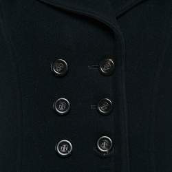 Pre Owned Burberry Prorsum Navy Blue Wool Detachable Fur Collar Coat S