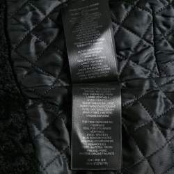 Burberry Black Fox Fur Trim Shearling and Leather Zip-Up Jacket S
