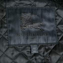 Burberry Black Fox Fur Trim Shearling and Leather Zip-Up Jacket S