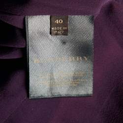 Burberry Prorsum Vintage Purple Silk Crepe Ruched Midi Dress S
