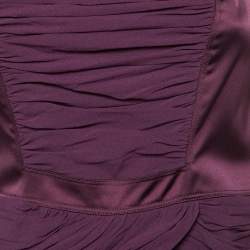 Burberry Prorsum Vintage Purple Silk Crepe Ruched Midi Dress S