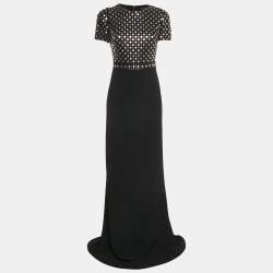 Burberry Prorsum Black Studded Crepe Gown S