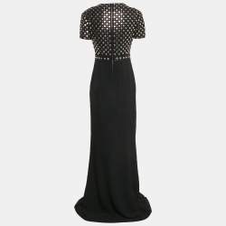 Burberry Prorsum Black Studded Crepe Gown S