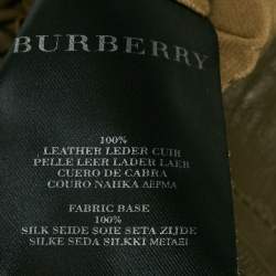 Burberry Prorsum Khaki Green Ruffled Leather Knee Length Skirt S