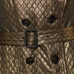 Burberry Prorsum Gold Metallic Quilted Trench Coat S