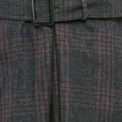 Burberry Black/Purple Checks Wool Blend Coat S