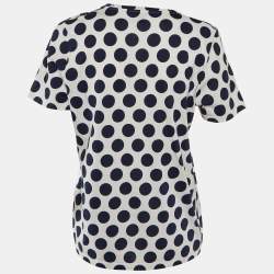 Burberry Prorsum White/Navy Blue Polka Dot Print Cotton T-Shirt M