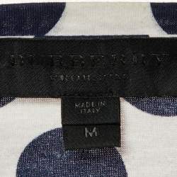 Burberry Prorsum White/Navy Blue Polka Dot Print Cotton T-Shirt M