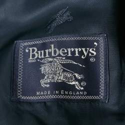 Burberry Prorsum Vintage Navy Blue Logo Embellished Wool Single Breasted Blazer M