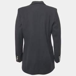Burberry Prorsum Vintage Navy Blue Logo Embellished Wool Single Breasted Blazer M