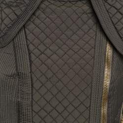 Pre Owned Burberry Prorsum Greenish Grey Synthetic Quilted Zip-Up Jacket M