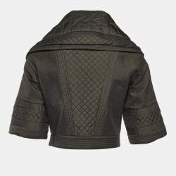 Pre Owned Burberry Prorsum Greenish Grey Synthetic Quilted Zip-Up Jacket M