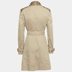 Pre Owned Burberry Prorsum Beige Embellished Cotton Gabardine Trench Coat M