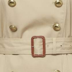 Pre Owned Burberry Prorsum Beige Embellished Cotton Gabardine Trench Coat M