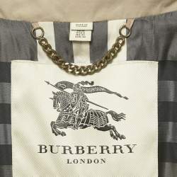 Pre Owned Burberry Prorsum Beige Embellished Cotton Gabardine Trench Coat M