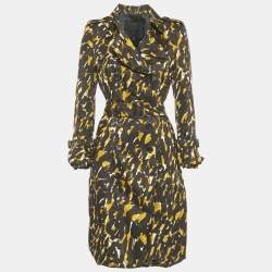 Pre Owned Burberry Prorsum Brown Printed Cotton Blend Trench Coat M