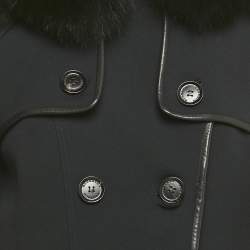 Pre Owned Burberry Prorsum Navy Blue Gabardine Fur Trim Trench Coat S