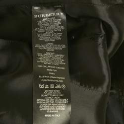 Pre Owned Burberry Prorsum Navy Blue Gabardine Fur Trim Trench Coat S