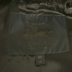 Pre Owned Burberry Prorsum Navy Blue Gabardine Fur Trim Trench Coat S