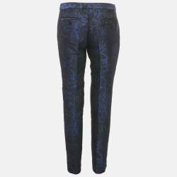 مملوكة مسبقًا Burberry Prorsum Navy Blue /Black Floral Jacquard Trousers M