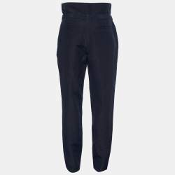 Burberry Prorsum Navy Linen Silk Paperbag Waist Trousers M