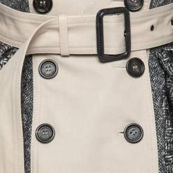 Pre Owned Burberry Prorsum Grey Knit & Cotton Paneled Double Breasted Coat XS