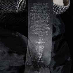 Pre Owned Burberry Prorsum Grey Knit & Cotton Paneled Double Breasted Coat XS