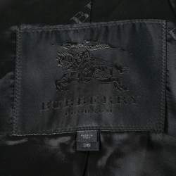 Pre Owned Burberry Prorsum Grey Knit & Cotton Paneled Double Breasted Coat XS