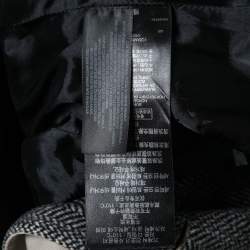 Pre Owned Burberry Prorsum Grey Knit & Cotton Paneled Double Breasted Coat XS