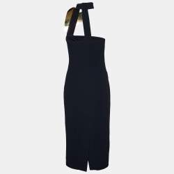 Burberry Prorsum Black Crepe Metal Heart Corset Detail Dress M