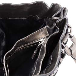 Burberry Metallic Gunmetal Quilted Leather Beaton Tote