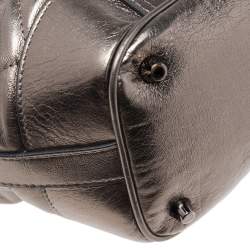 Burberry Metallic Gunmetal Quilted Leather Beaton Tote