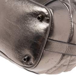 Burberry Metallic Gunmetal Quilted Leather Beaton Tote