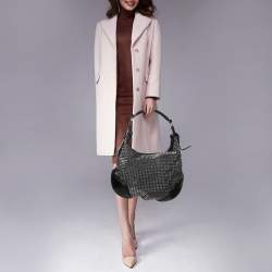 Pre Owned Burberry Black Studded Leather Hoxton Hobo