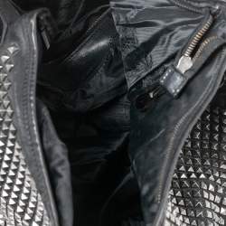Pre Owned Burberry Black Studded Leather Hoxton Hobo