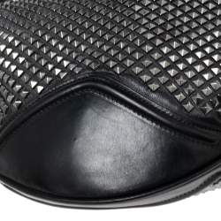 Pre Owned Burberry Black Studded Leather Hoxton Hobo