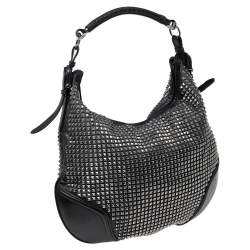 Pre Owned Burberry Black Studded Leather Hoxton Hobo
