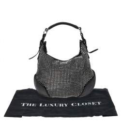 Pre Owned Burberry Black Studded Leather Hoxton Hobo