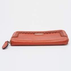 Burberry Prorsum Orange Leather Zip Around Wallet